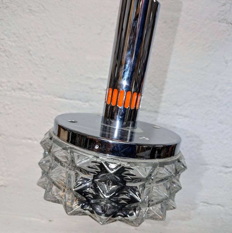 Vintage chrome and glass pendant light