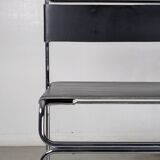 Suite of 4 chairs in chromed metal and leather by Giovanni Carini for Planula - 70s