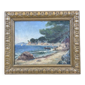 Bord de mer près de Toulon - Huile sur carton, signé Victorès