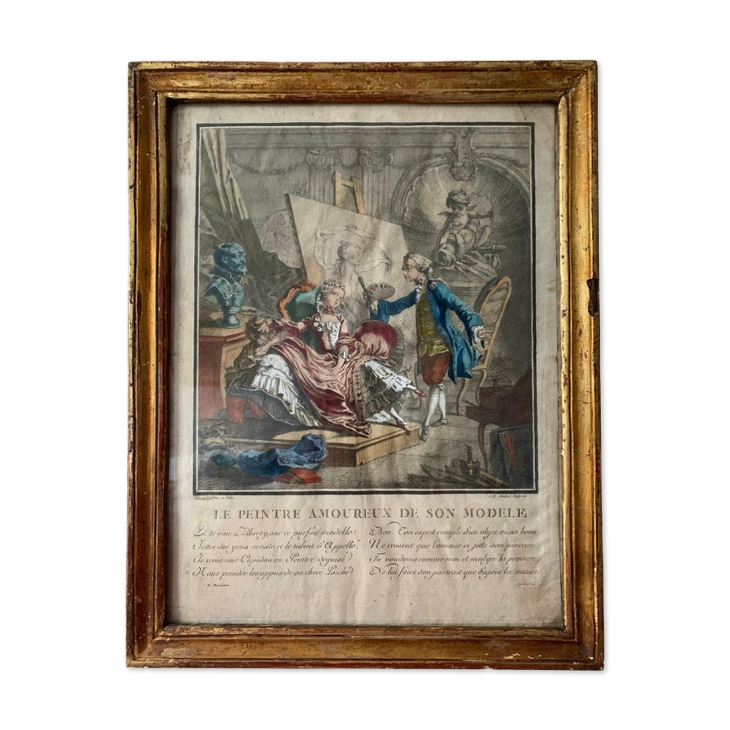 Chevallier, Le peintre amoureux de son modèle, gravure, XXème siècle