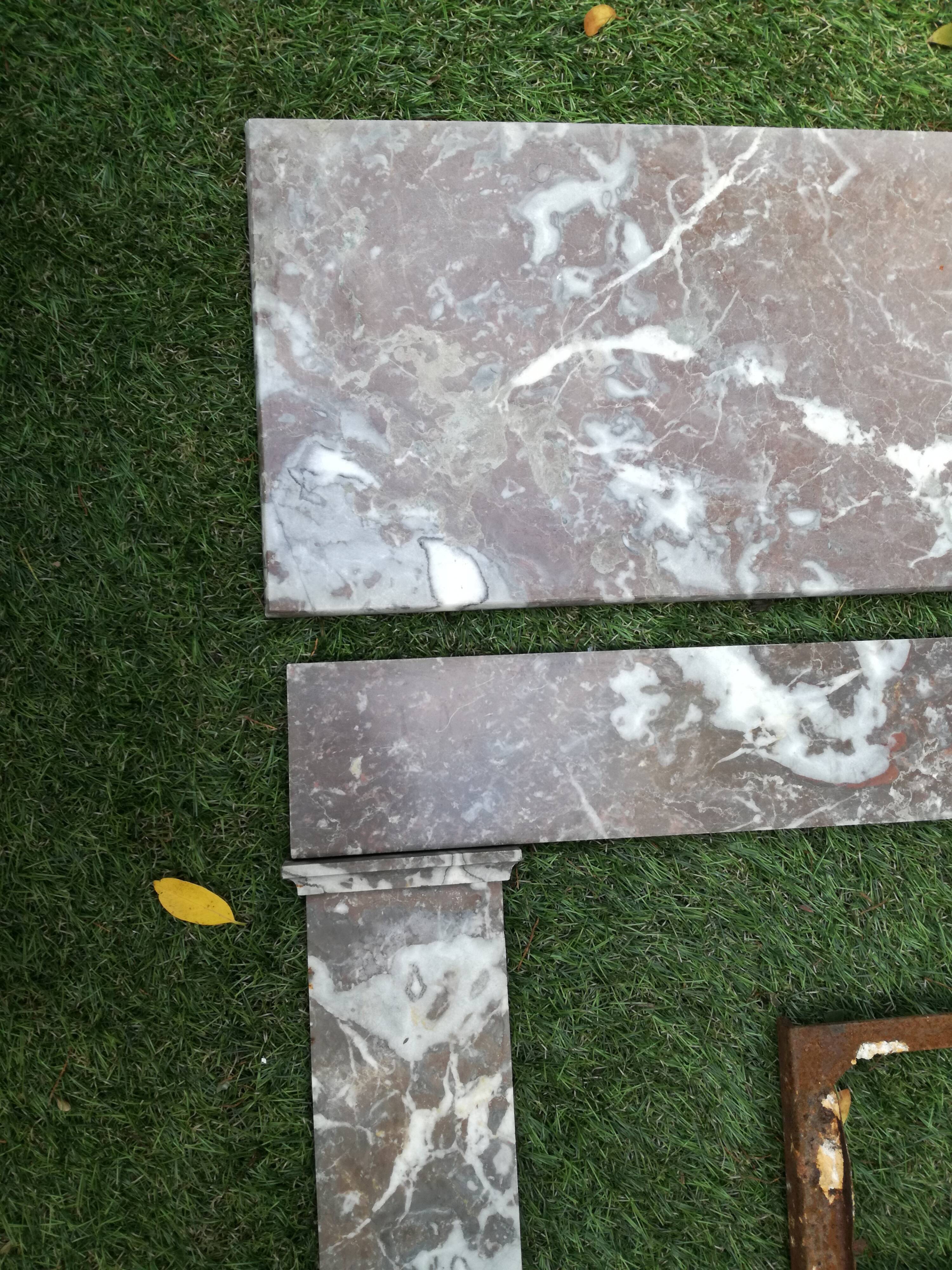 Grey marble fireplace