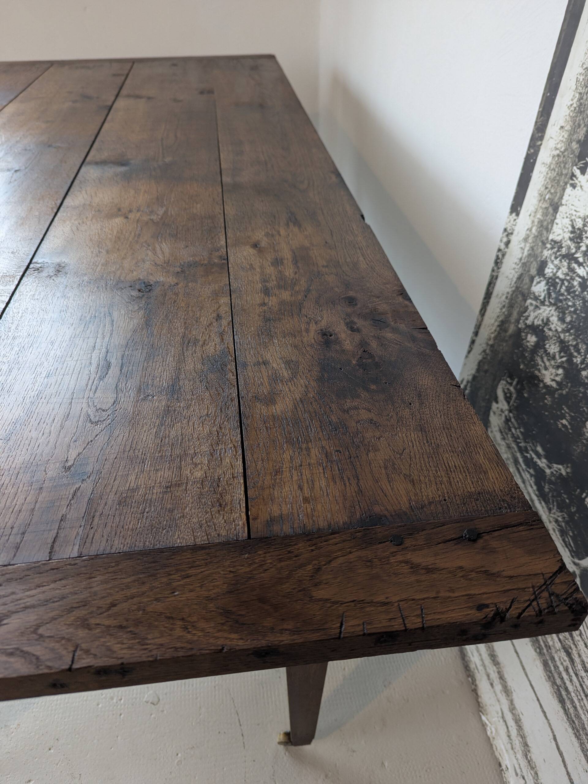 Campaign table in solid oak, Directoire style.