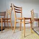 Set of 4 vintage Italian chairs in wood and straw.