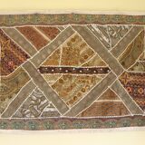 Wall hanging decoration in fabrics, embroidery and pearls