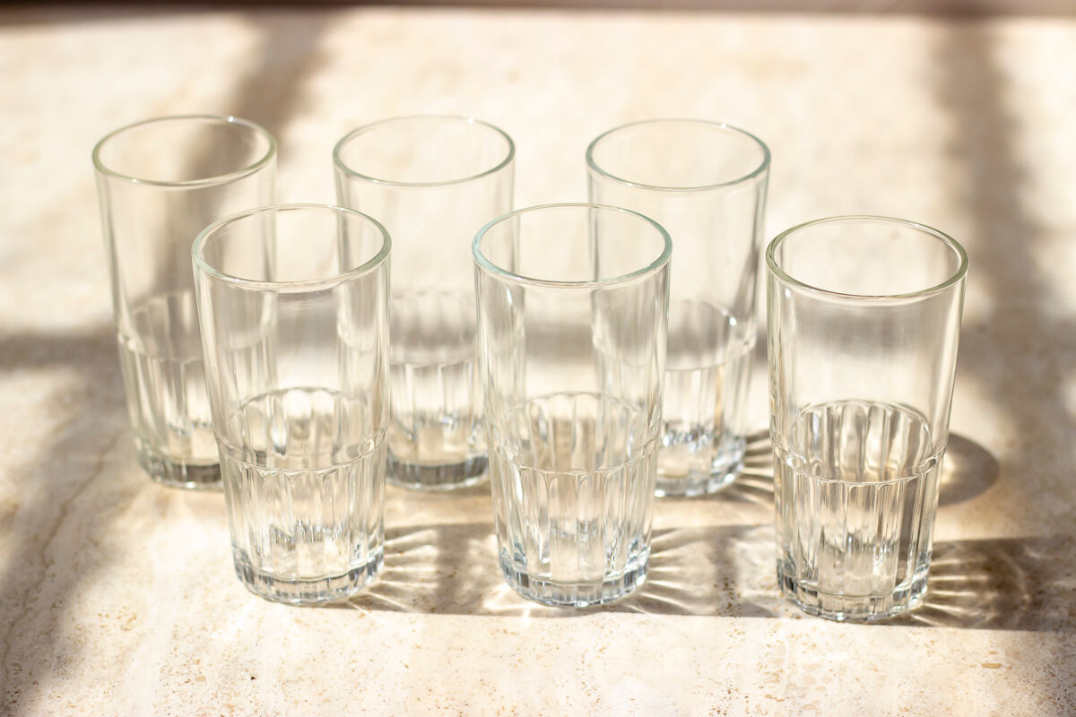 6 vintage high glasses