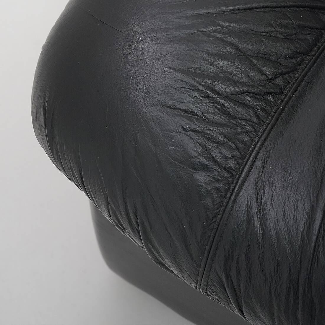 Modular black leather armchairs, 1970s