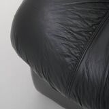 Modular black leather armchairs, 1970s