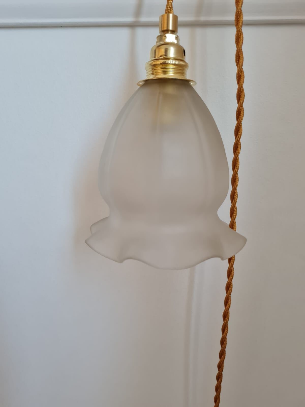 Frosted glass hand lamp 1950