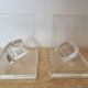 Pair of solid plexiglass bookends, faceted cubes, 1980s