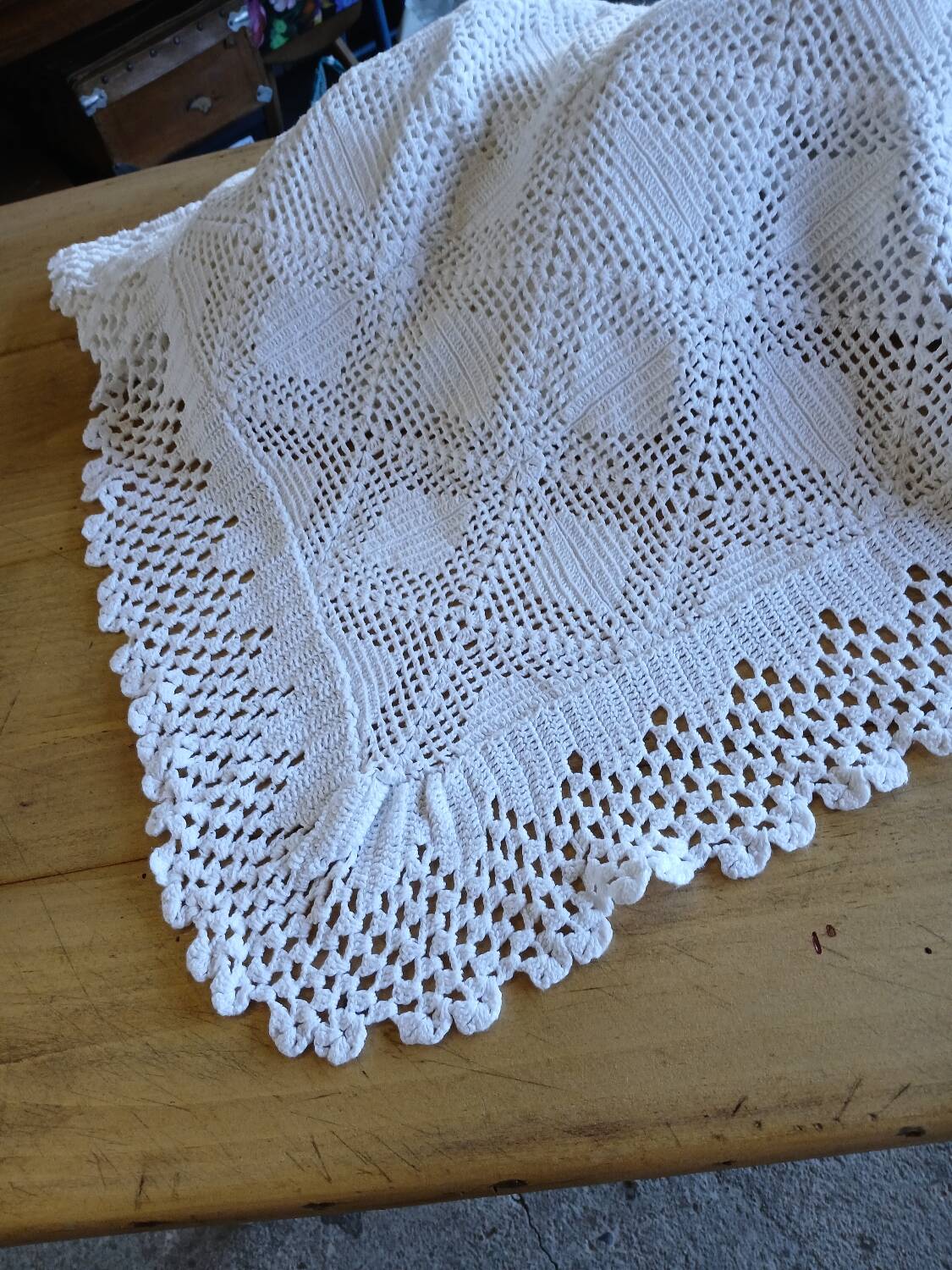 Handmade crochet antique bedspread