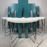 Set of 6 Memphis dining chairs in bouclé, 1980s