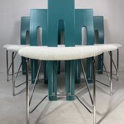 Set of 6 Memphis dining chairs in bouclé, 1980s