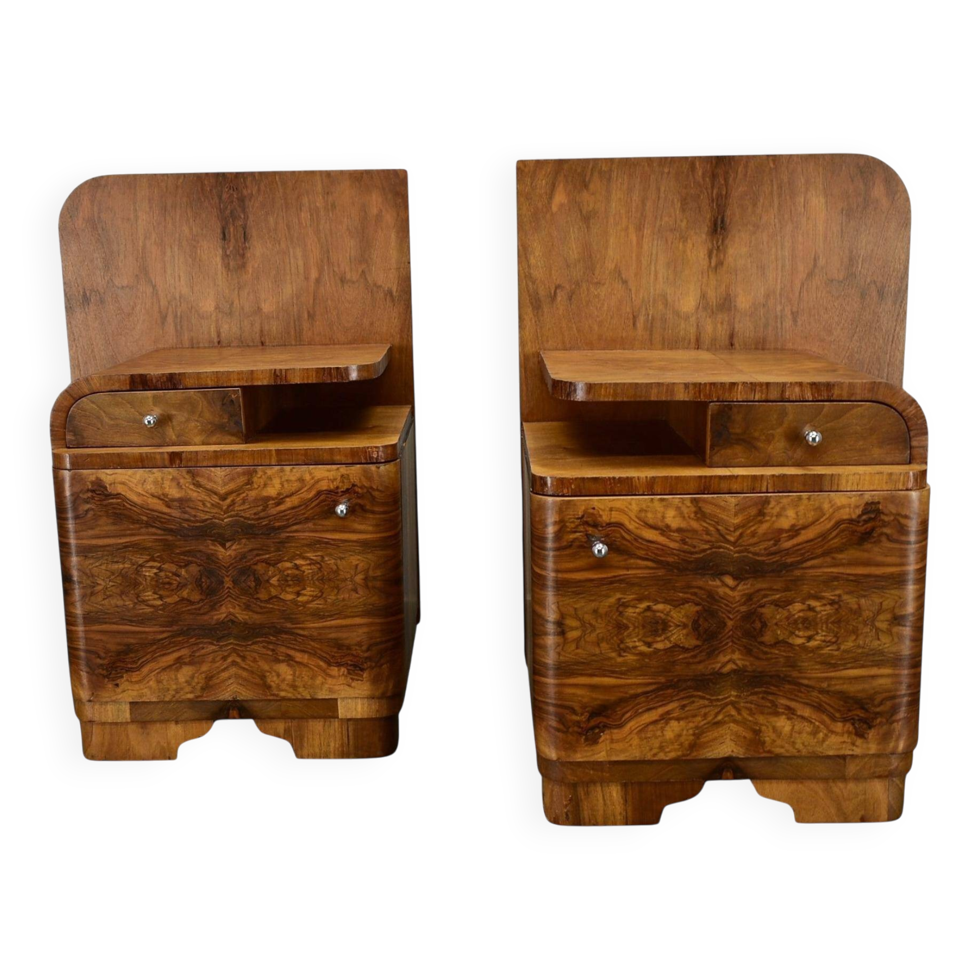 1939s pair of Art Deco bedside tables, Czechoslovakia