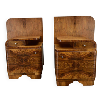 1939s pair of Art Deco bedside tables, Czechoslovakia