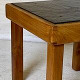 Coffee table in elm and slate by Maison Regain 1970
