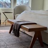 Solid wood and cane bench