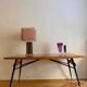 Original table by Ico Parisi with a structure of wood, metal, and stained glass.