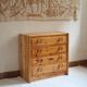 Chest of drawers with 4 drawers in solid pine, rustic mountain style, 1970s.