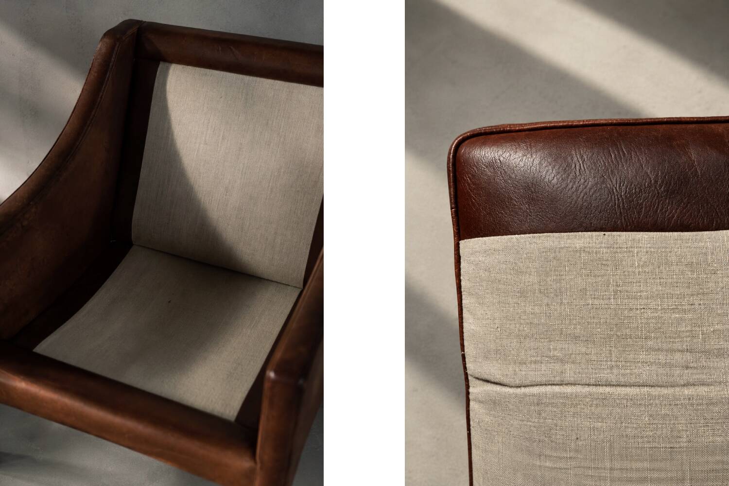 Vintage Mid-Century Danish Modern Lounge Leather Chair & Ottoman Model 2207