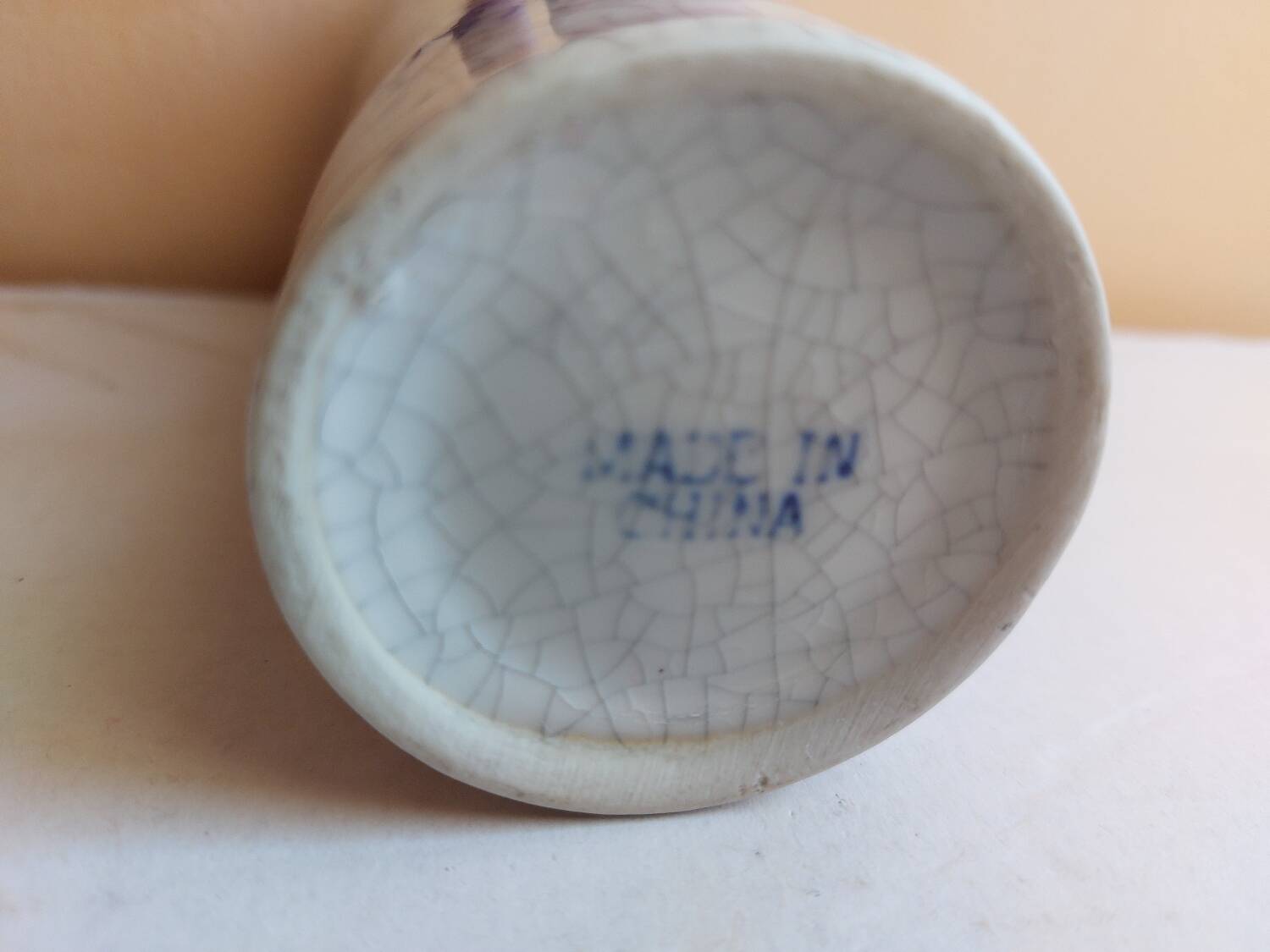 Small vintage cracked effect soliflore vase