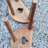 Pair of shepherd's stools in tripod oak décor in the heart