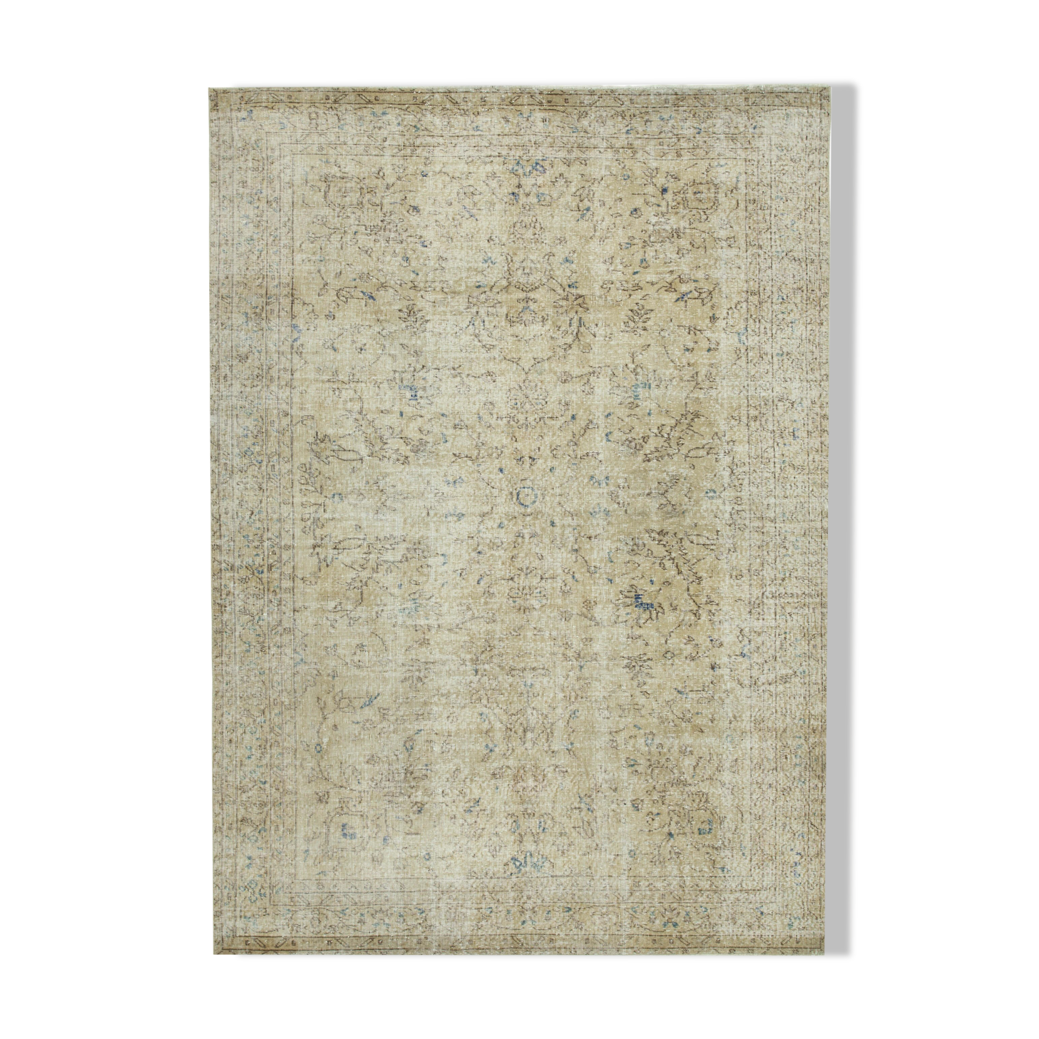 Handwoven wool anatolian beige rug 202 cm x 280 cm