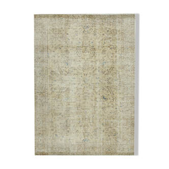 Tapis beige anatolien en laine tissée à la main 202 cm x 280 cm
