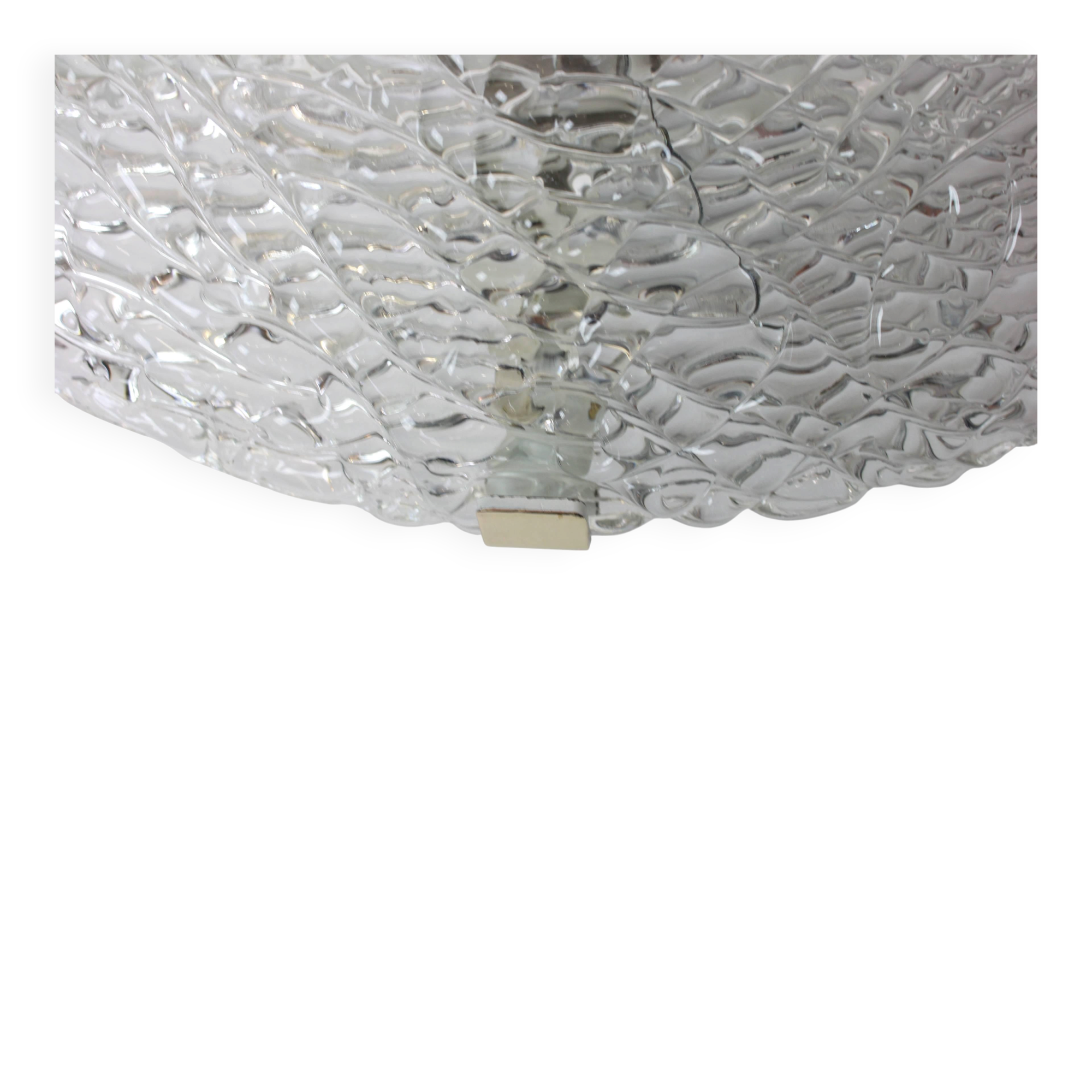 Large ice glass ceiling light by Kalmar, Austria, 1960s.