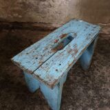 Brocante wooden bench stool etagere light blue