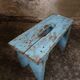 Tabouret de banc en bois etagere bleu clair