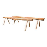 Pair of brutalist wooden benches – 70s design style