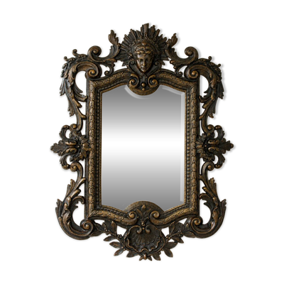 Miroir biseauté en bronze, Second Empire XIXe siècle, style Louis XV
