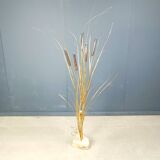 Vintage brass cattail floor lamp by Daniel D'Haeseleer, 1970s