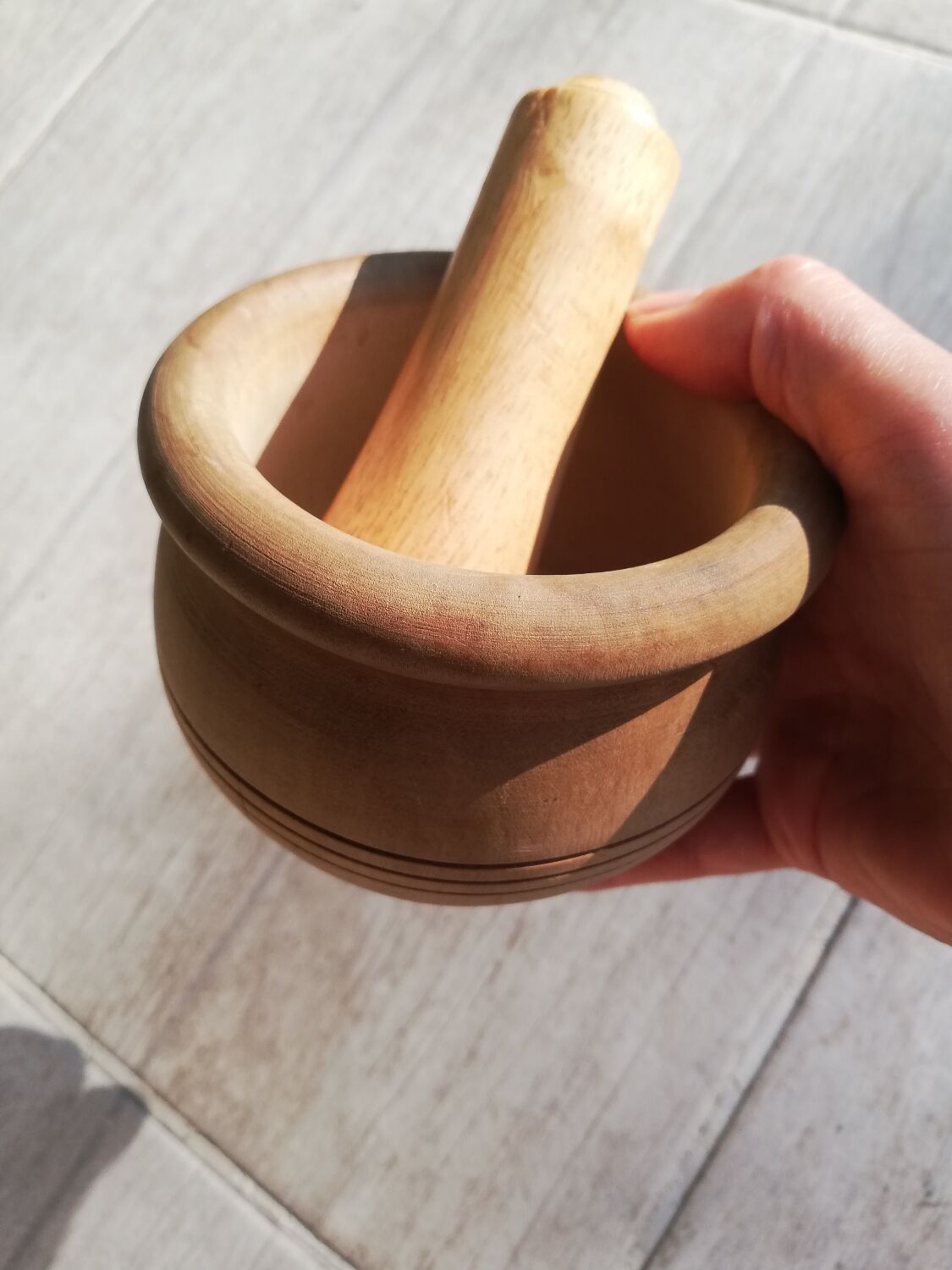 Wooden Mortar and Pestle Bowl