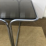 Coffee table in smoked glass and chrome 1970