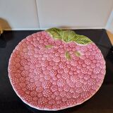 Egouttoir et grand plat barbotine motif framboise