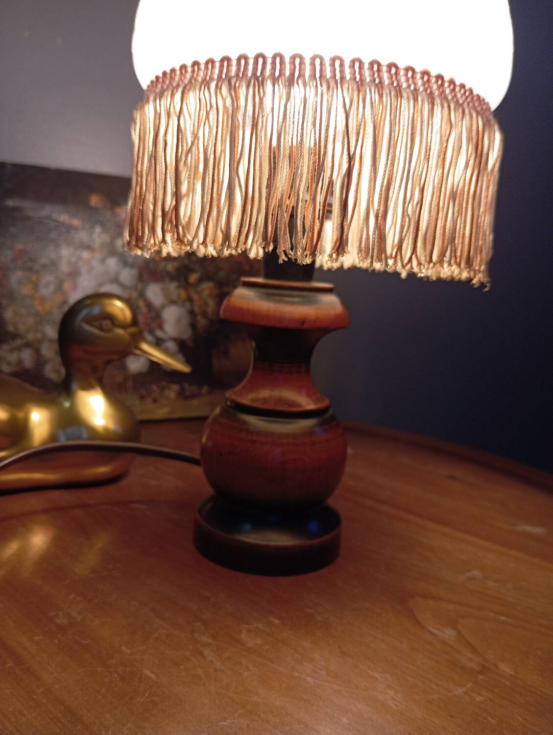 Lampe de chevet vintage romantique verre à franges