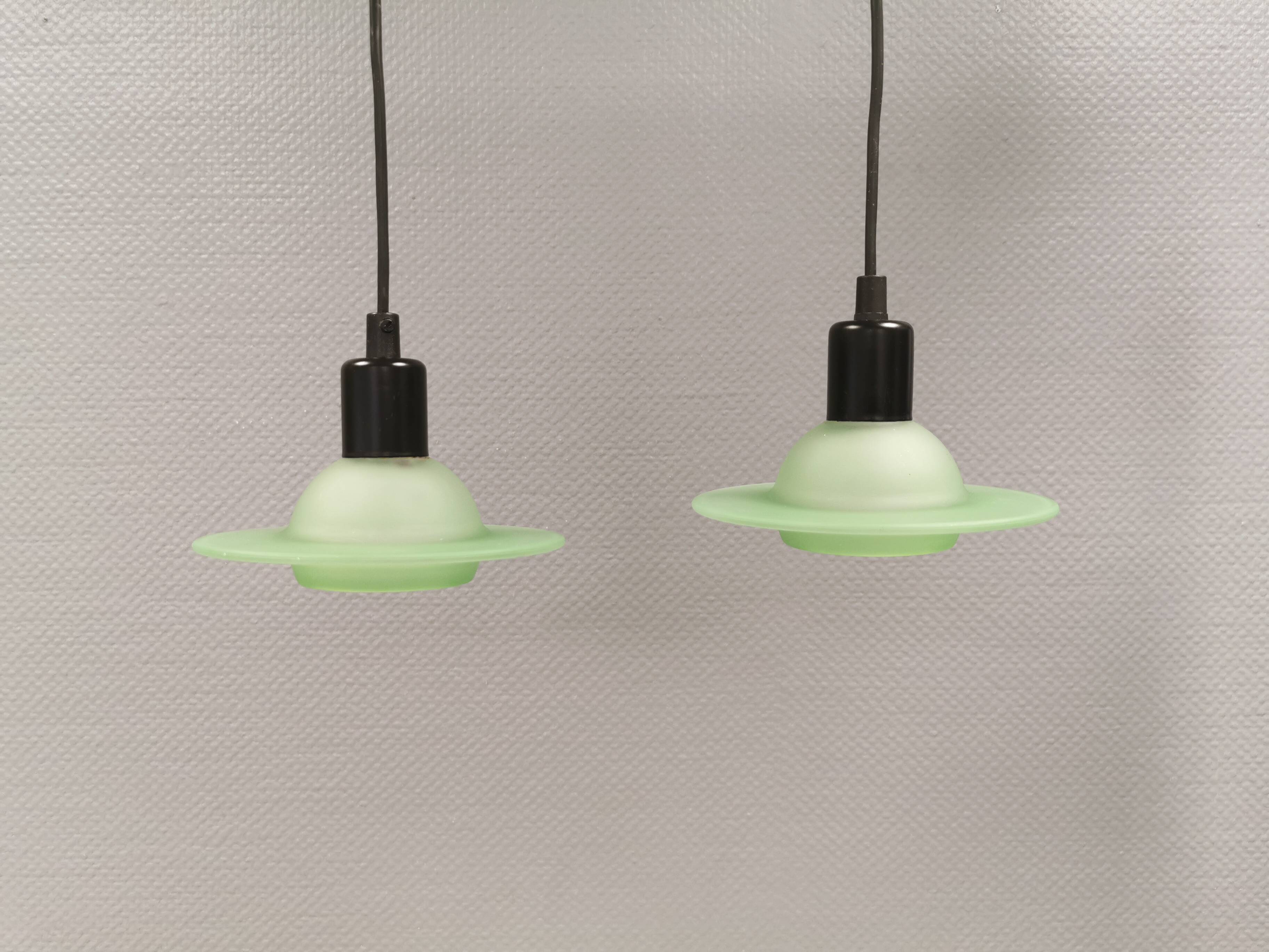 Green glass UFO pendant lights from Design-Light, early 1990s in Denmark
