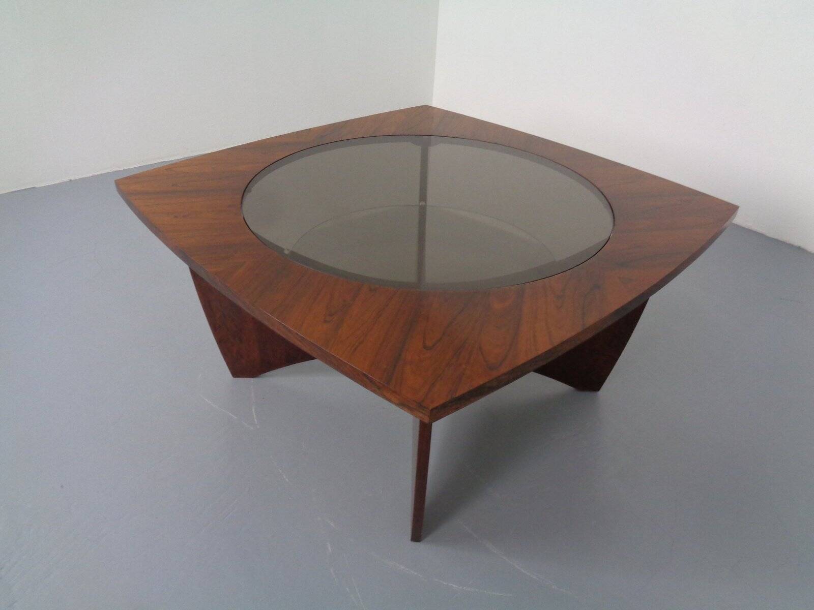 Vintage rosewood and glass coffee table, Denmark, 1960s