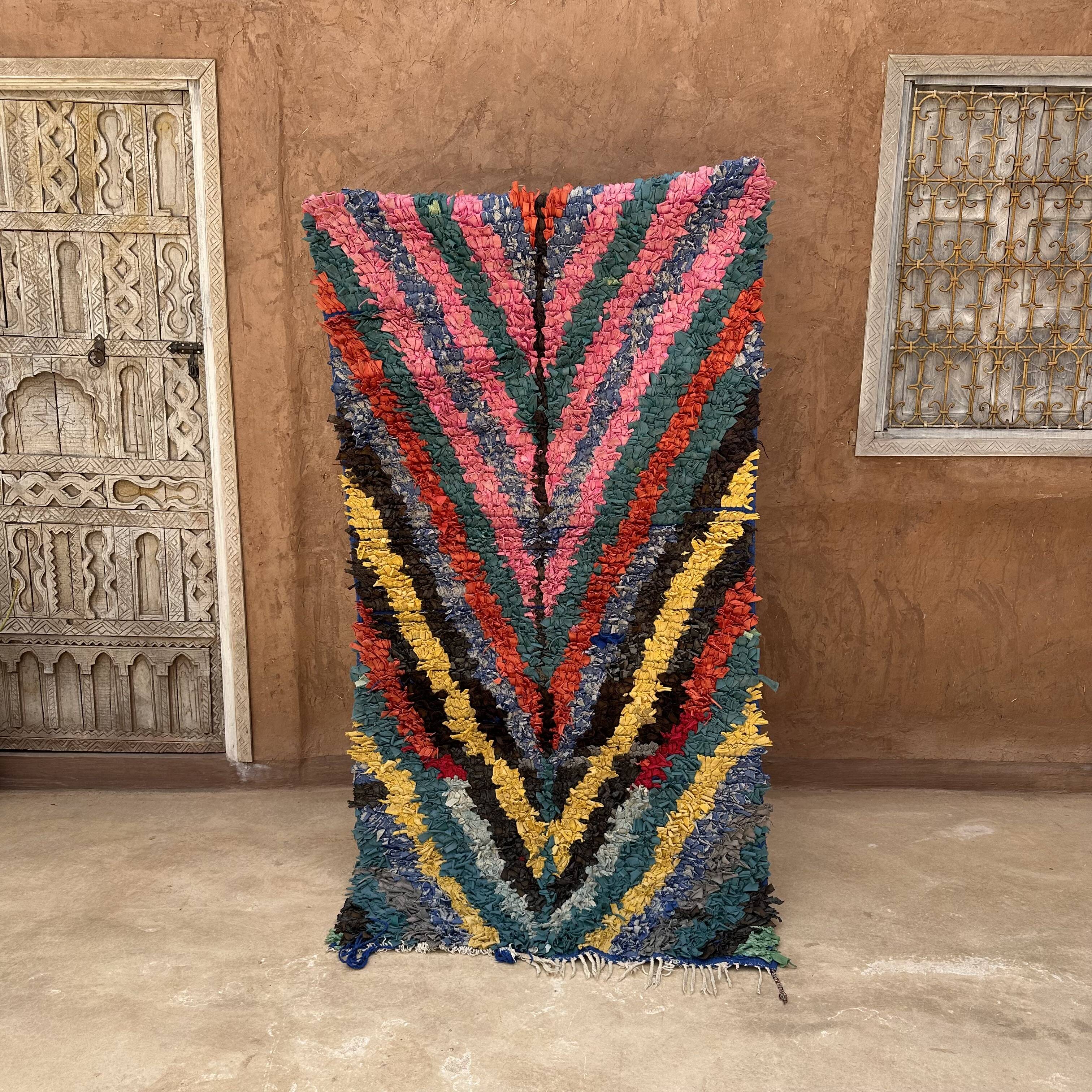 Colorful Boucherouite Berber rug - 104 x 202 cm