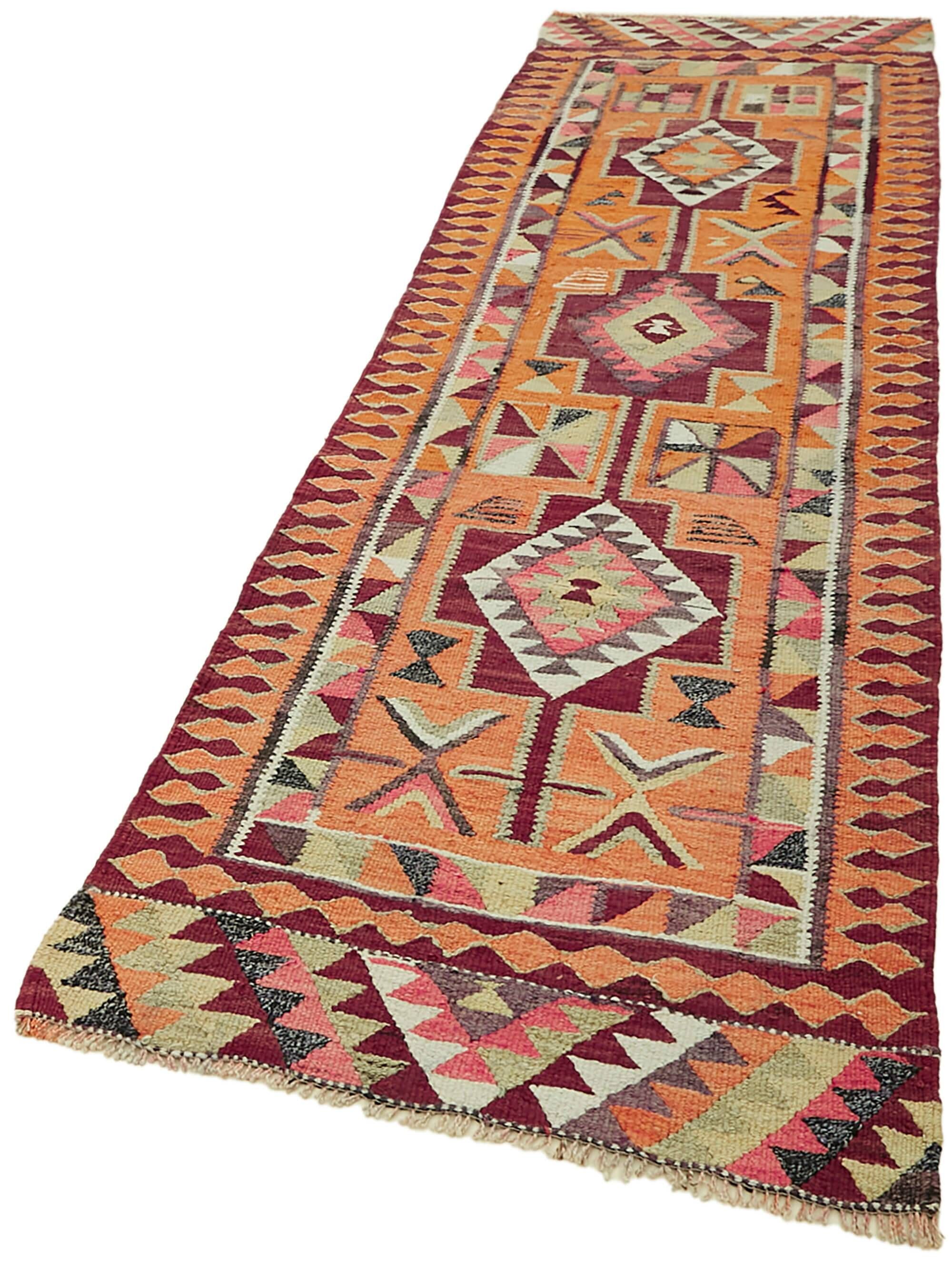 Turkish Handwoven Vintage Herki Kilim 98 cm x 320 cm