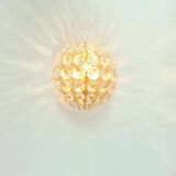 Mid Century Crystal Glass & Gilt Brass Wall Lamp from Palwa, Germany, 1970s