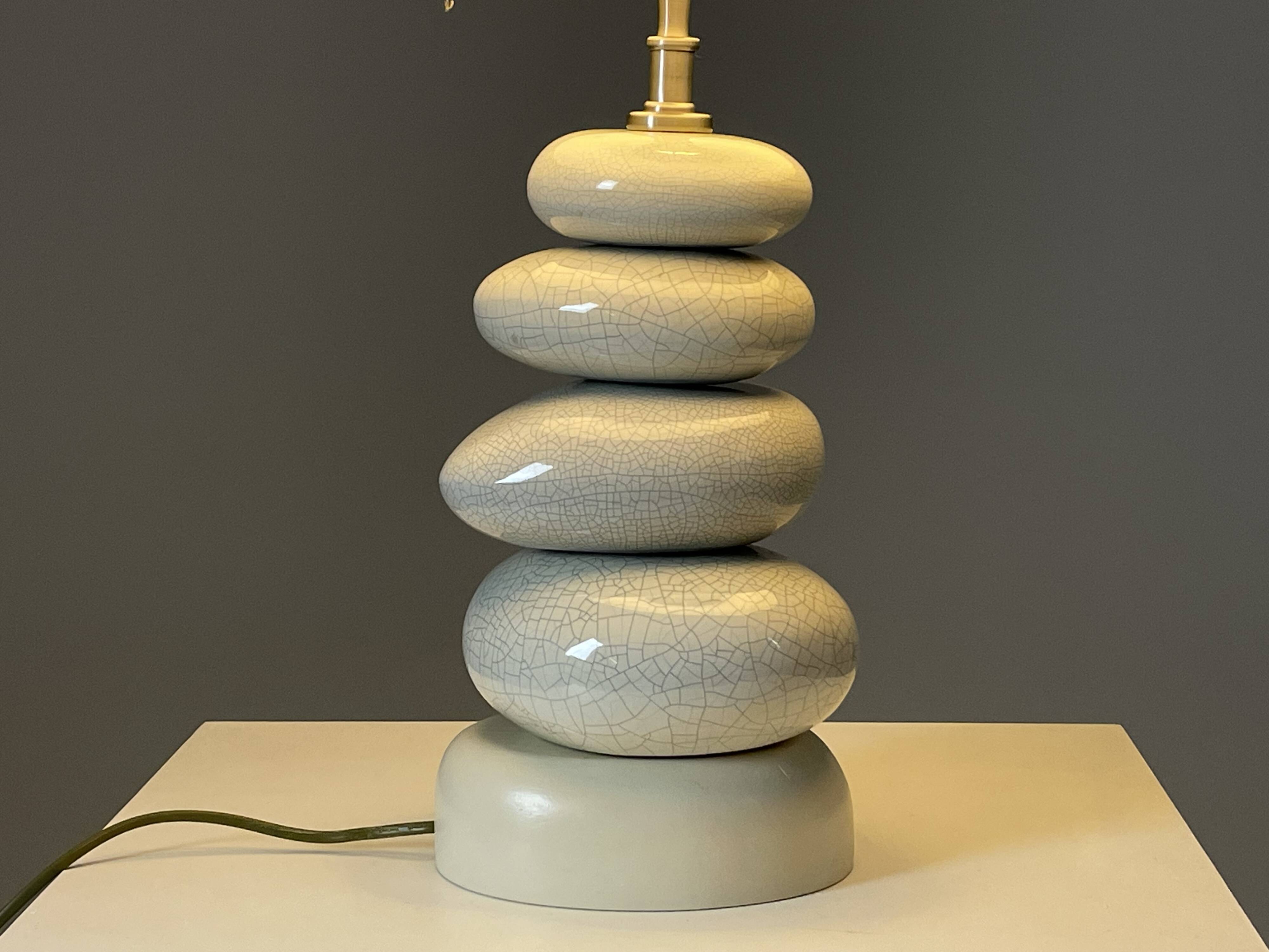 Cracked pebble lamp by François Châtain with its original lampshade, France 1970s