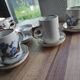 Lot de 6 tasses et 6 soucoupes à café en grès français