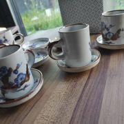 Lot de 6 tasses et 6 soucoupes à café en grès français