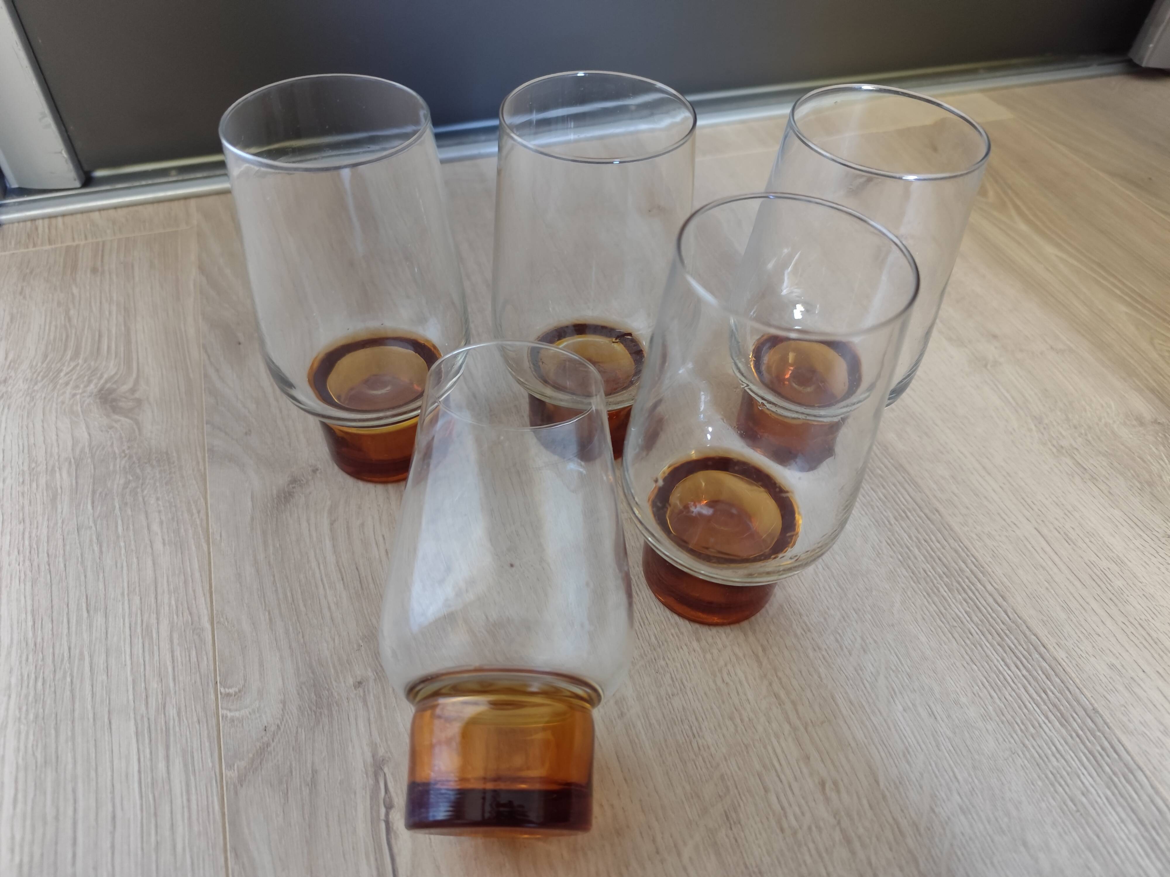 Série de 5 verres chope verre coloré 37 Cl Luminarc Années 60/70 vintage