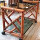 Bamboo coffee table on casters