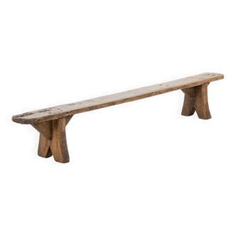 Banc bas décoratif en bois, France vers 1850