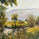 Peinture ancienne huile sur bois paysage verdoyant Joseph Guénard