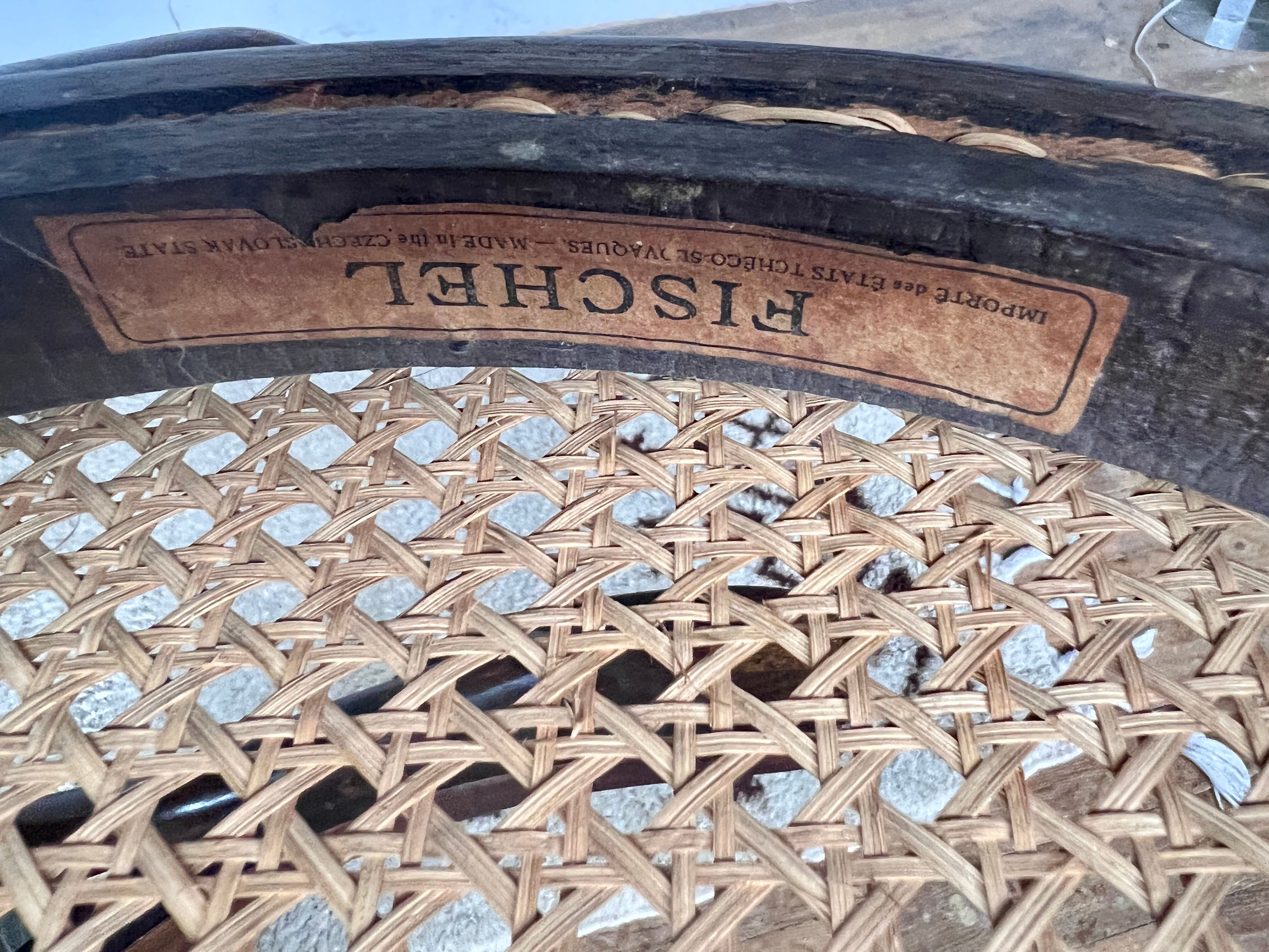 Office armchair bistrot Fischel cannée vintage cannage 1950